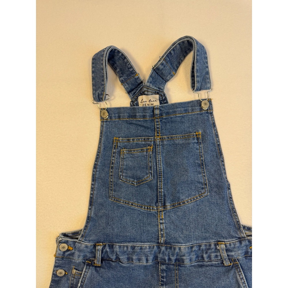 Distressed Boho Love Tree Denim Womens Medium Shortalls Blue Ripped Raw Hem - Picture 8 of 9